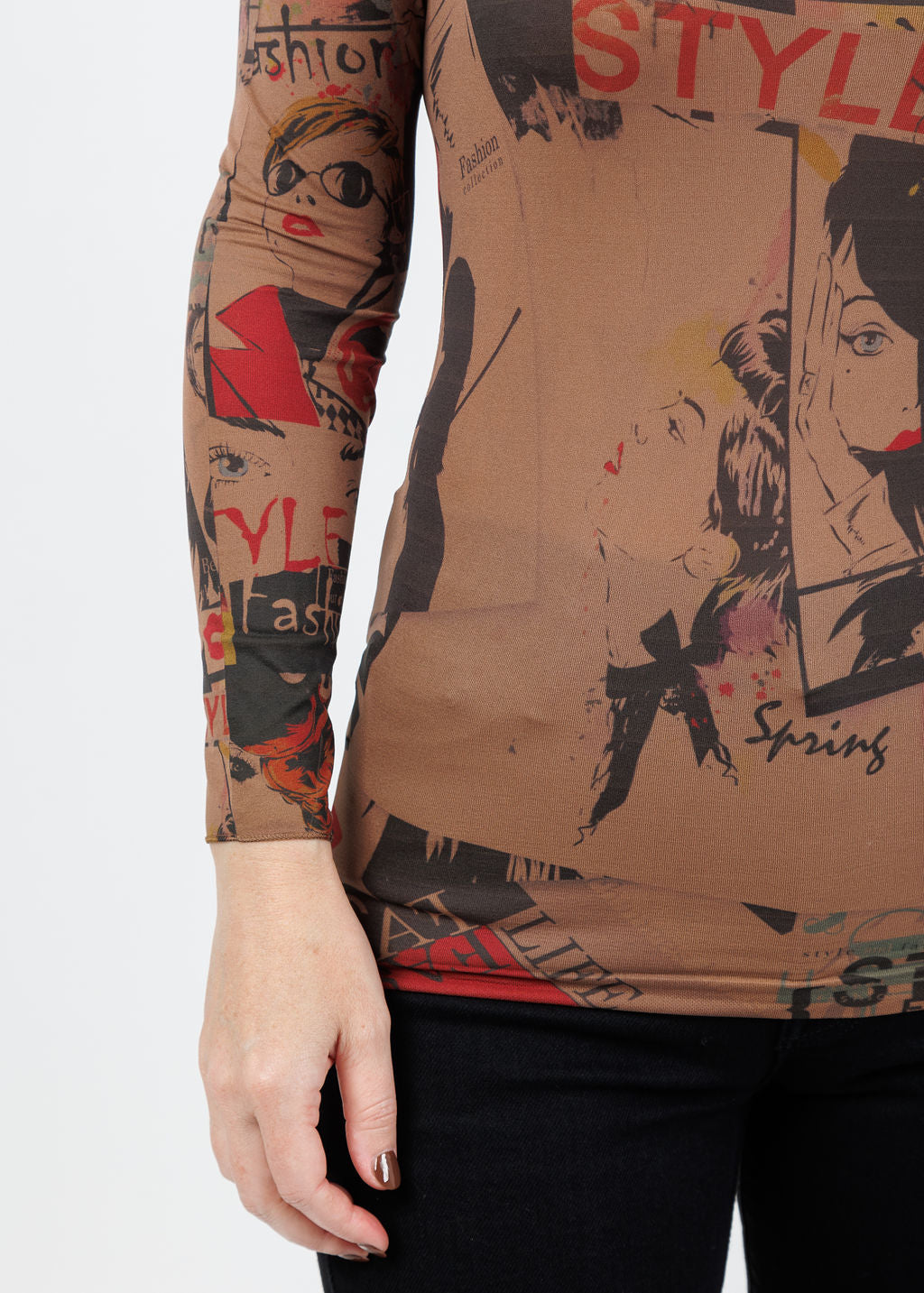 AMB In Vogue Raw Edge Second Skin Top in Cocoa Brown available at Barbara Katz