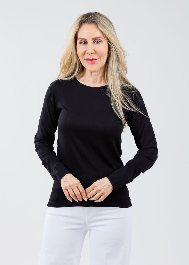 AMB Designs Julia Long Sleeve Top in Black available at Barbara Katz