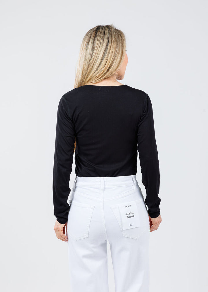 AMB Designs Julia Long Sleeve Top in Black available at Barbara Katz