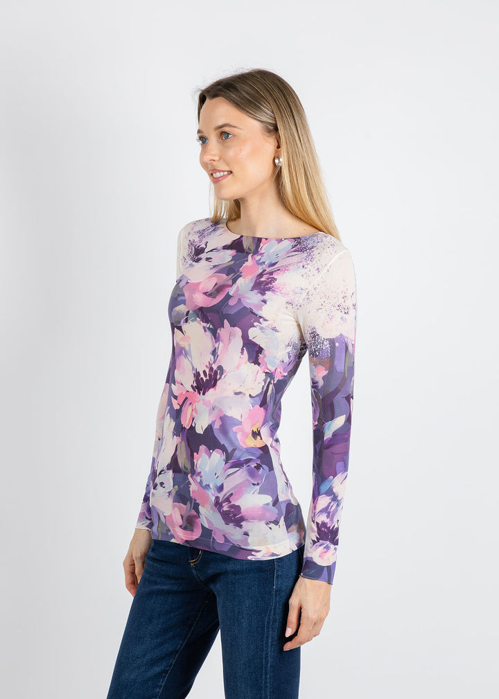 AMB Moonflower Raw Edge Second Skin Top in Angora available at Barbara Katz