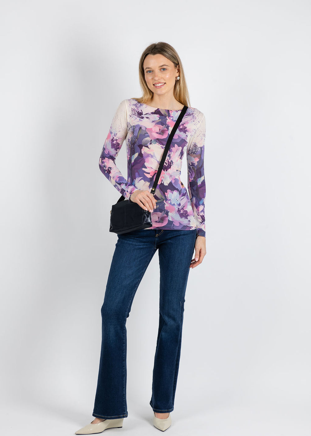 AMB Moonflower Raw Edge Second Skin Top in Angora available at Barbara Katz