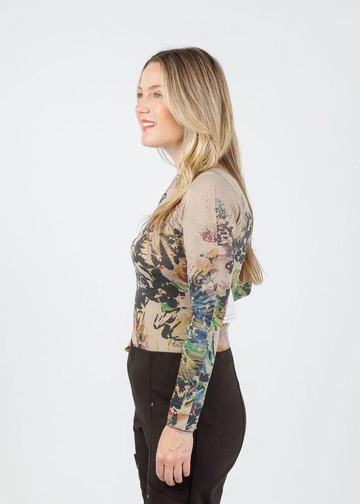 AMB Secret Garden Raw Edge Second Skin Top in Mink available at Barbara Katz