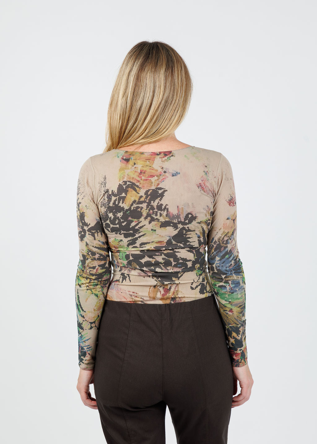 AMB Secret Garden Raw Edge Second Skin Top in Mink available at Barbara Katz