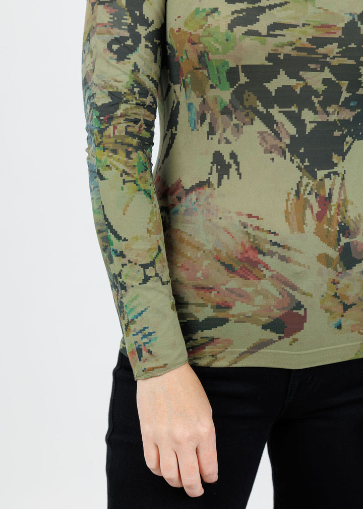 AMB Secret Garden Raw Edge Second Skin Top in Moss available at Barbara Katz