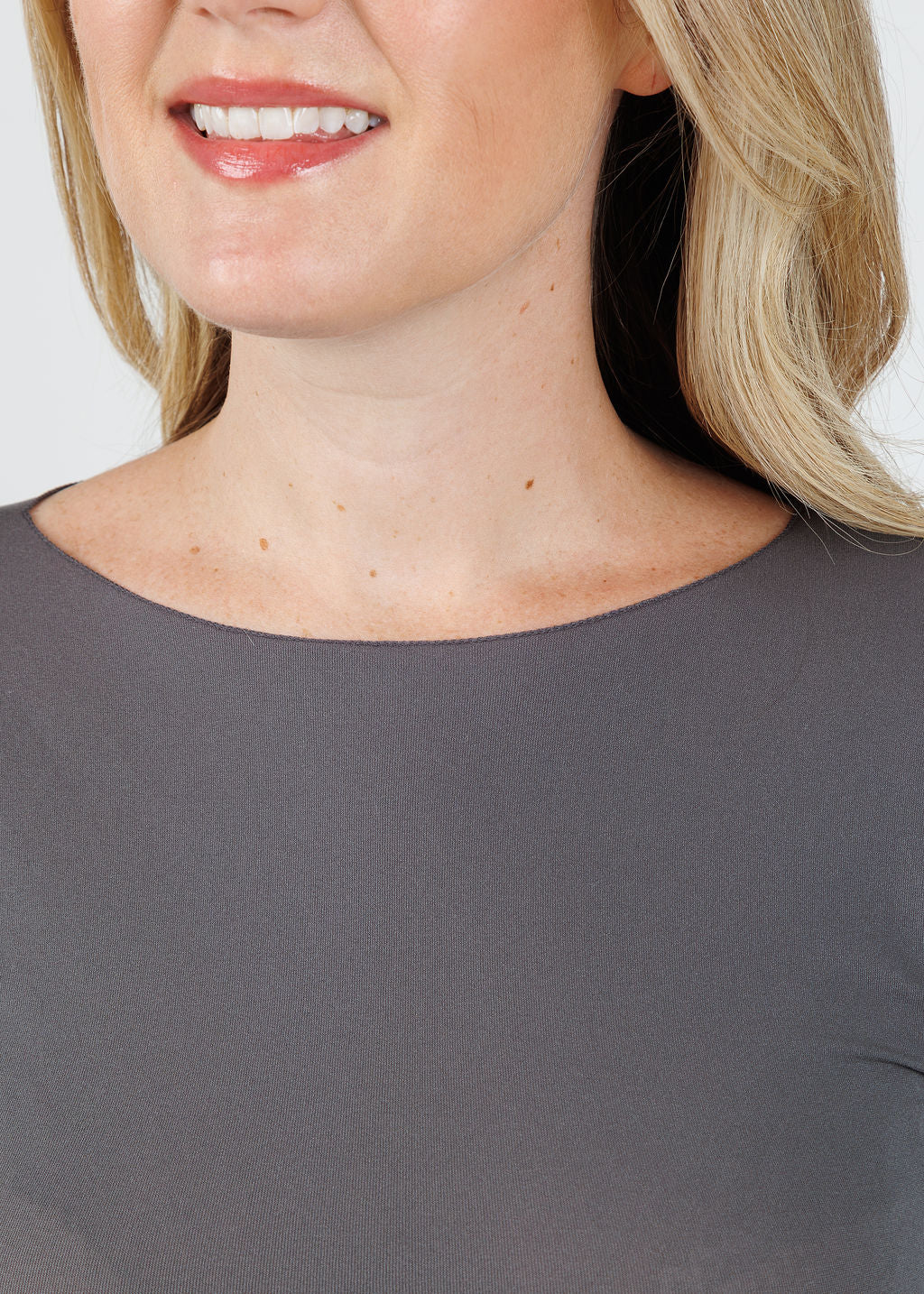 AMB Solid Raw Edge High Neck Second Skin Top in Black Pearl available at Barbara Katz