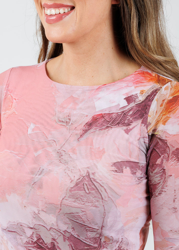 AMB Florence Double Sheer Top in Feeling Rosey available at Barbara Katz