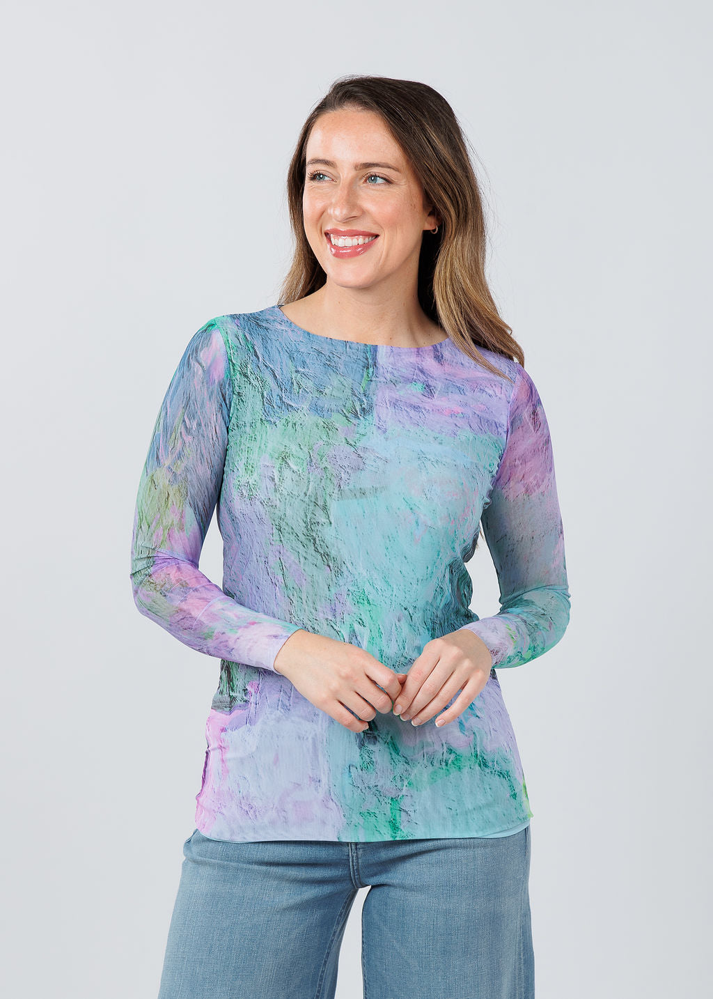 AMB Designs Florence Double Sheer Top in Pastel Dream available at Barbara Katz