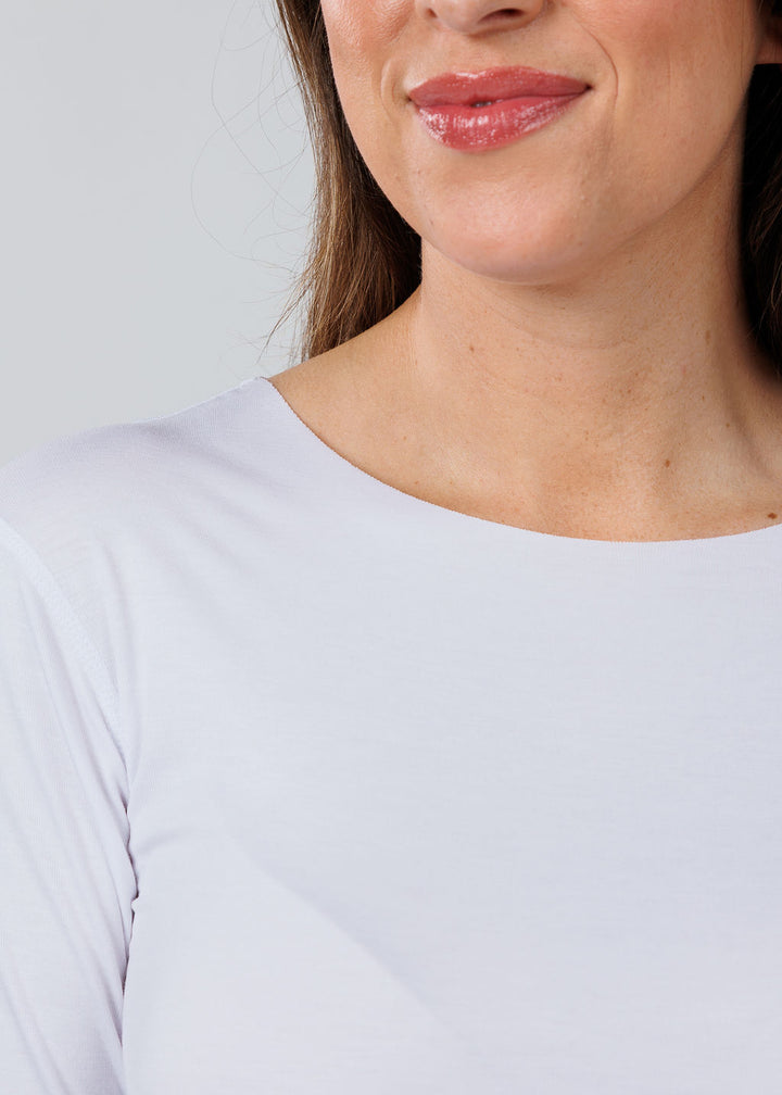 AMB Designs Julia Long Sleeve Top in White available at Barbara Katz