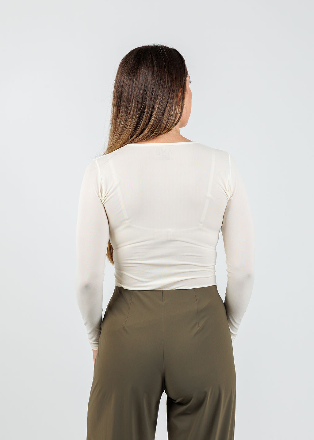 AMB Solid Crew Neck Second Skin Top in Ivory available at Barbara Katz