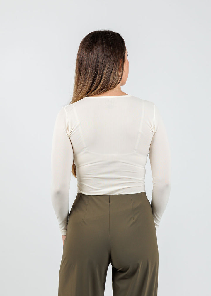 AMB Solid Crew Neck Second Skin Top in Ivory available at Barbara Katz