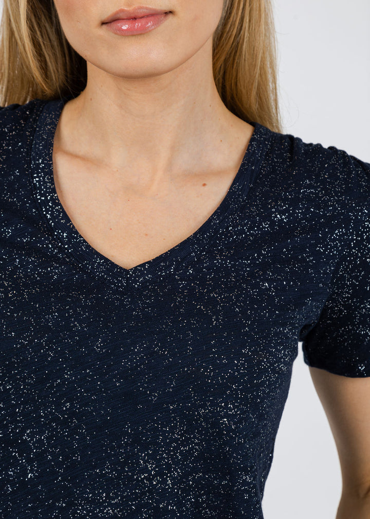 ATM Classic V Neck Tee in Obsidian/Silver available at Barbara Katz