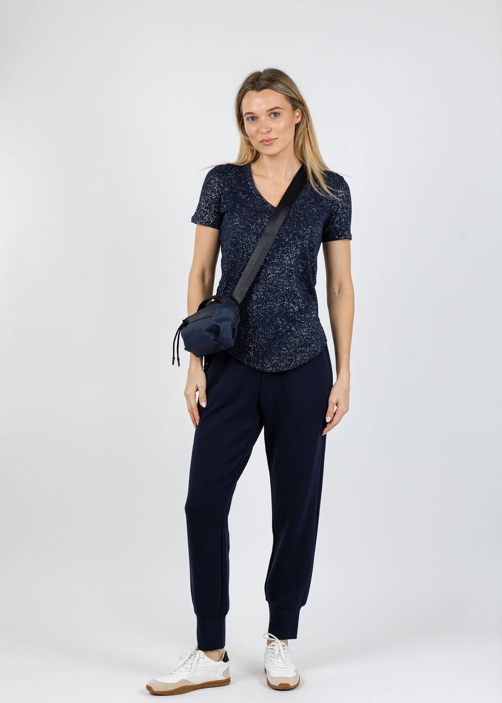 ATM Classic V Neck Tee in Obsidian/Silver available at Barbara Katz