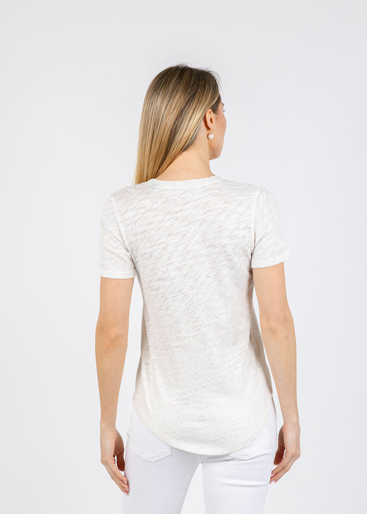 ATM Classic V Neck Tee in Seashell/Silver available at Barbara Katz
