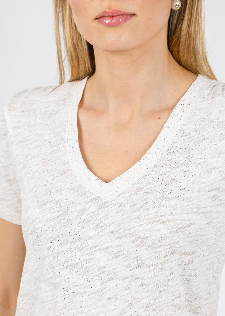 ATM Classic V Neck Tee in Seashell/Silver available at Barbara Katz
