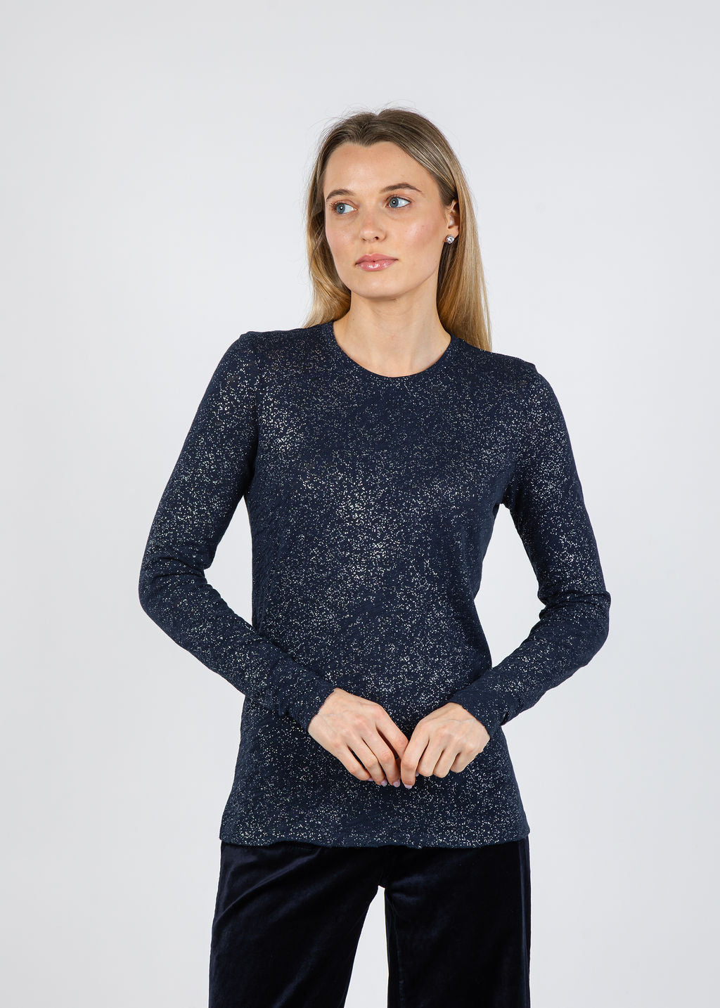 ATM Long Sleeve Destroyed Wash Tee in Obsidian/Silver available at Barbara Katz