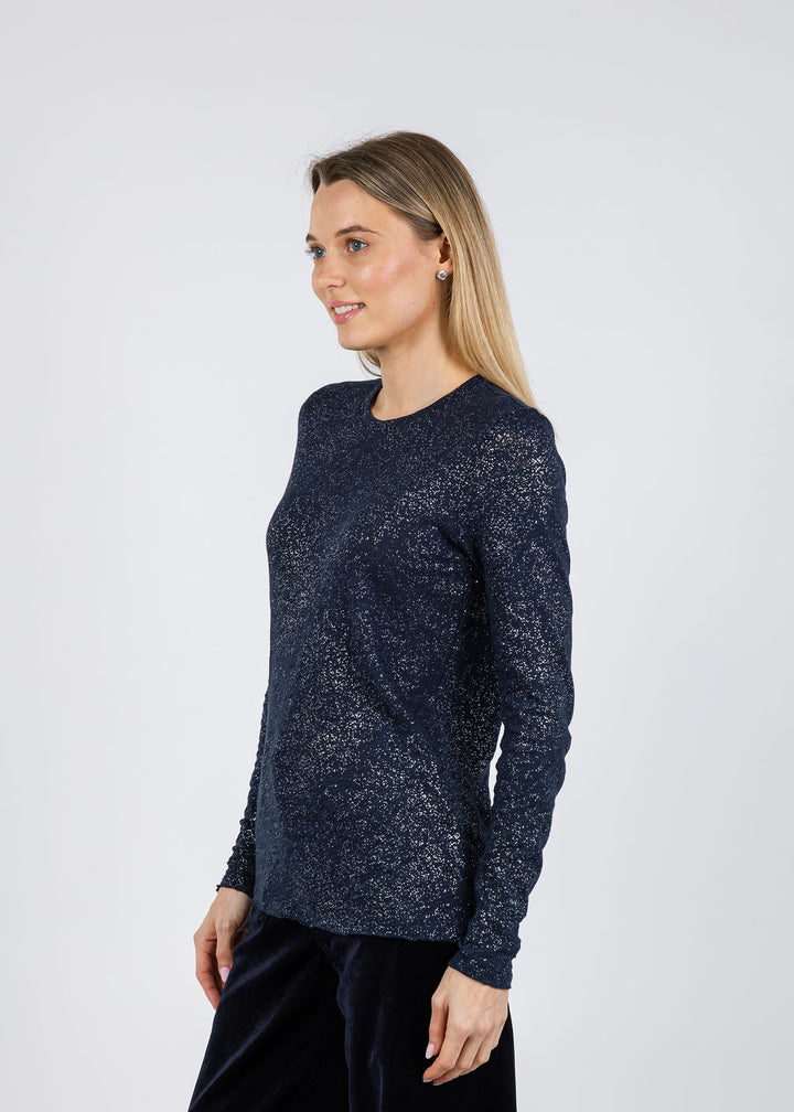 ATM Long Sleeve Destroyed Wash Tee in Obsidian/Silver available at Barbara Katz