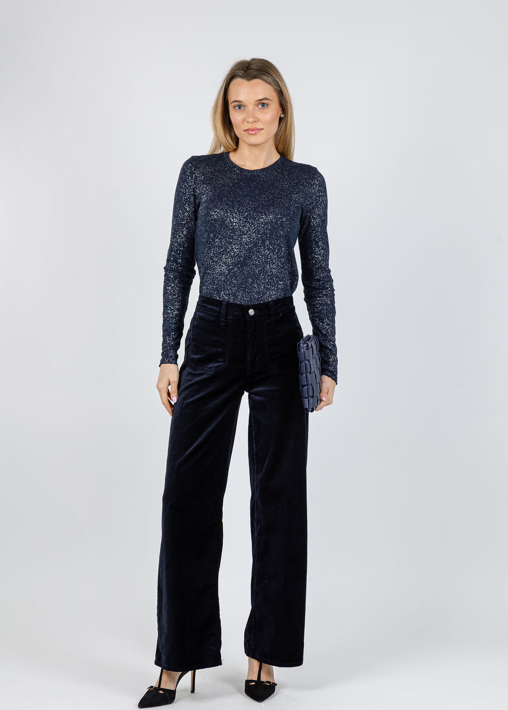 ATM Long Sleeve Destroyed Wash Tee in Obsidian/Silver available at Barbara Katz