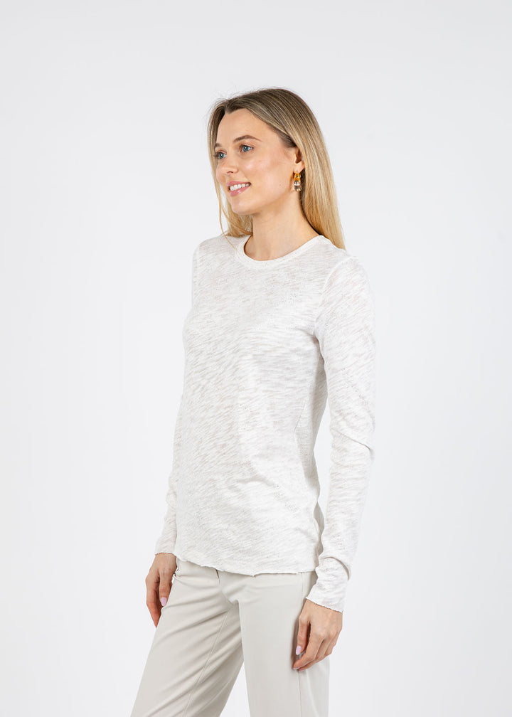 ATM Long Sleeve Destroyed Wash Tee in Seashell/Silver available at Barbara Katz