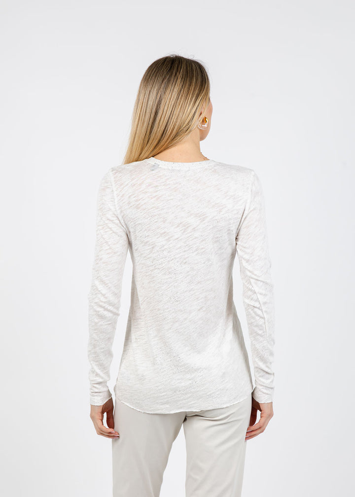 ATM Long Sleeve Destroyed Wash Tee in Seashell/Silver available at Barbara Katz