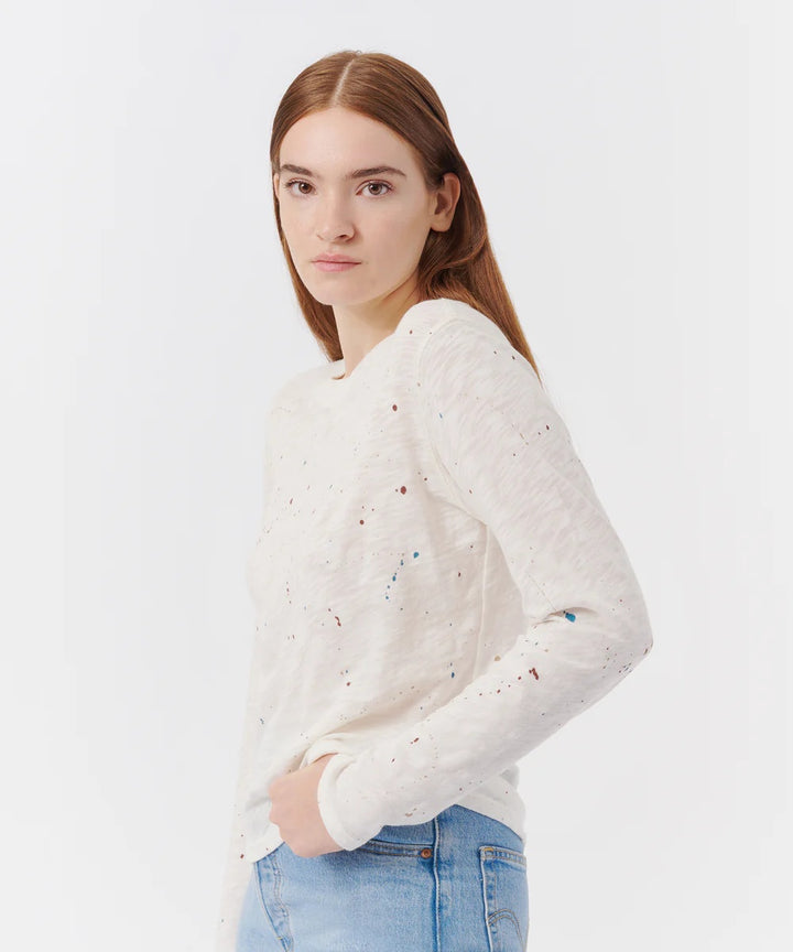 Slub Jersey Long Sleeve Splatter Paint Tee
