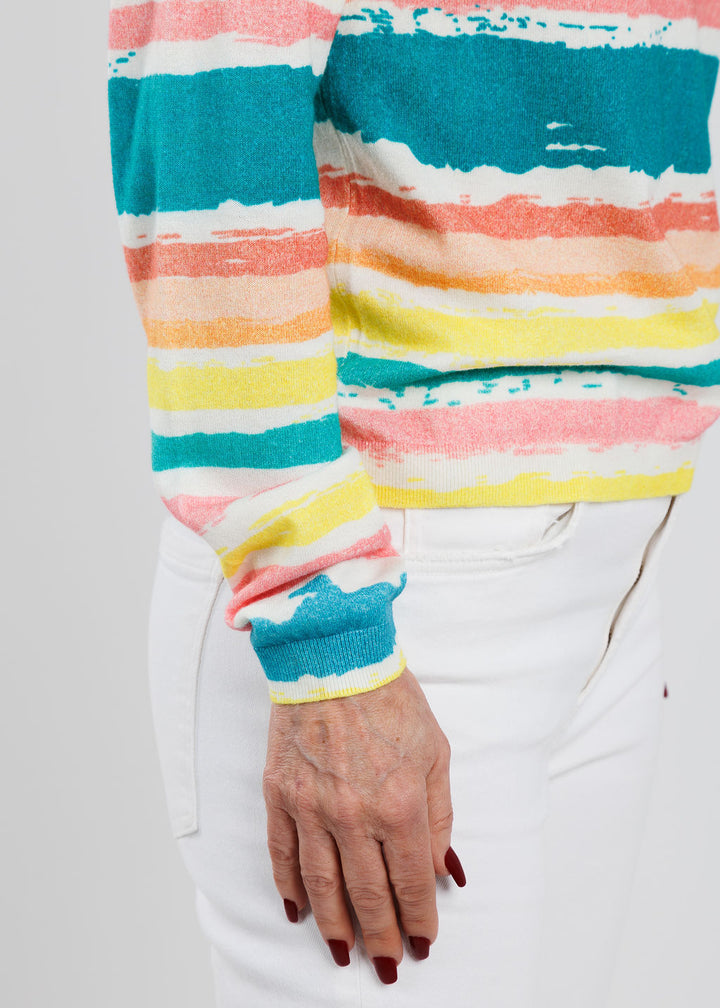 Aldomartins Avalon Stripe Sweater in Green available at Barbara Katz