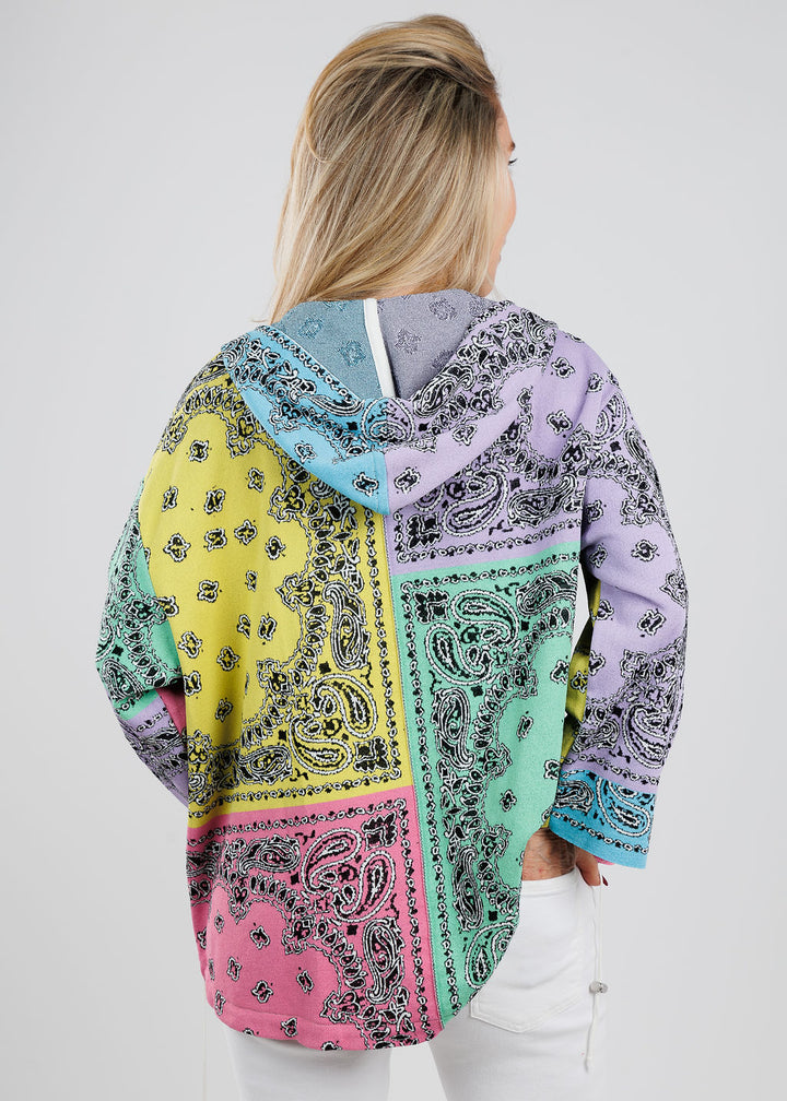 Aldomartins Bandana Zip-Up Sweater Hoodie in Pastel available at Barbara Katz