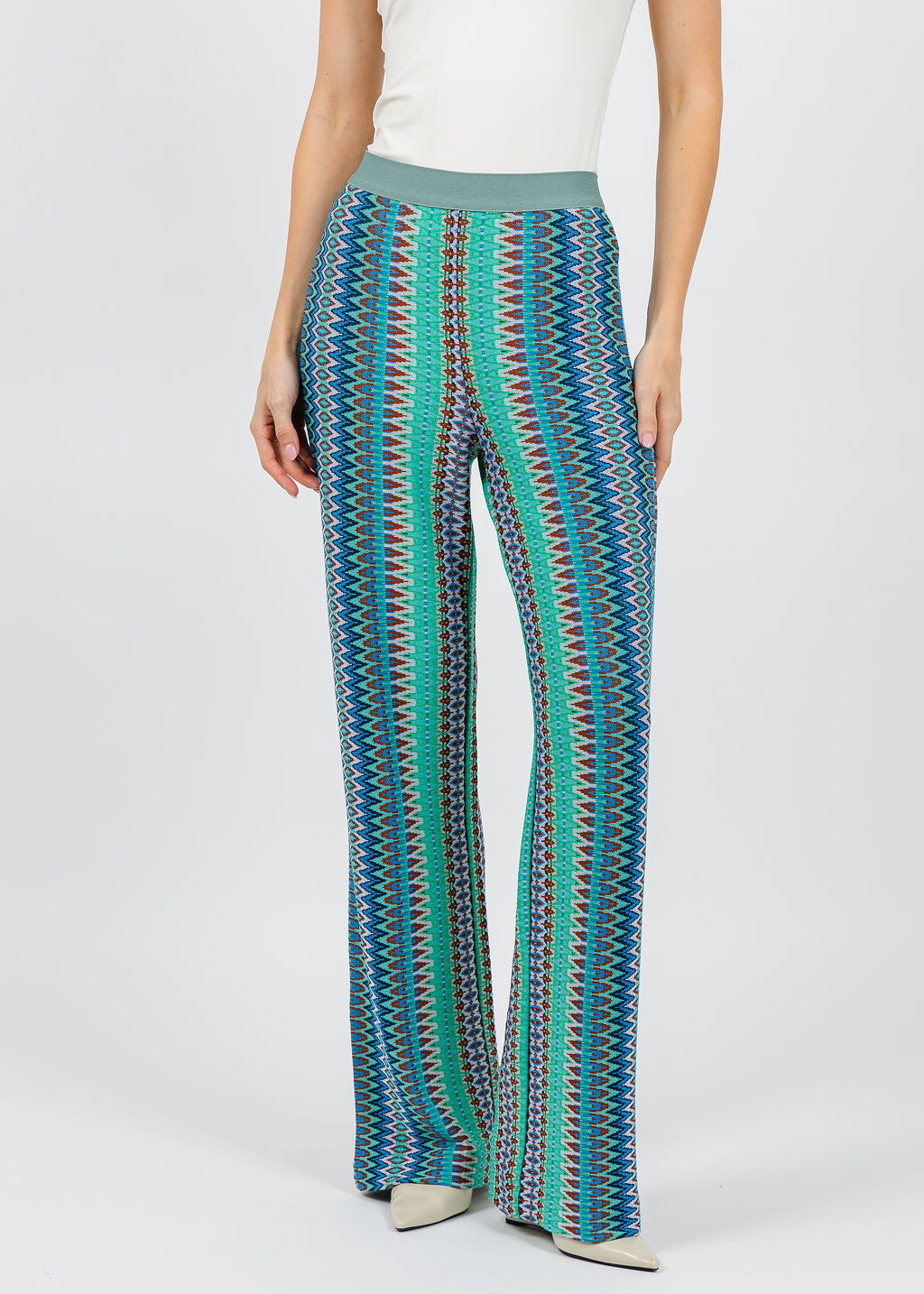 Aldomartins Brittany Knit Pants in Blue available at Barbara Katz
