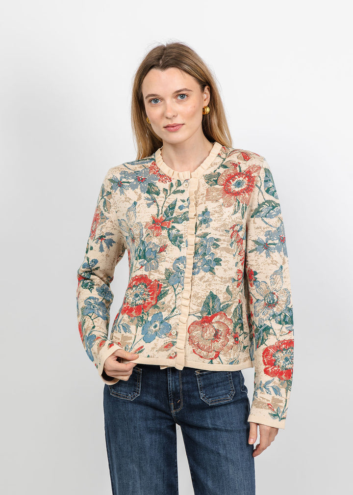 Aldomartins Cardigan Without Epaulets in Vanilla available at Barbara Katz