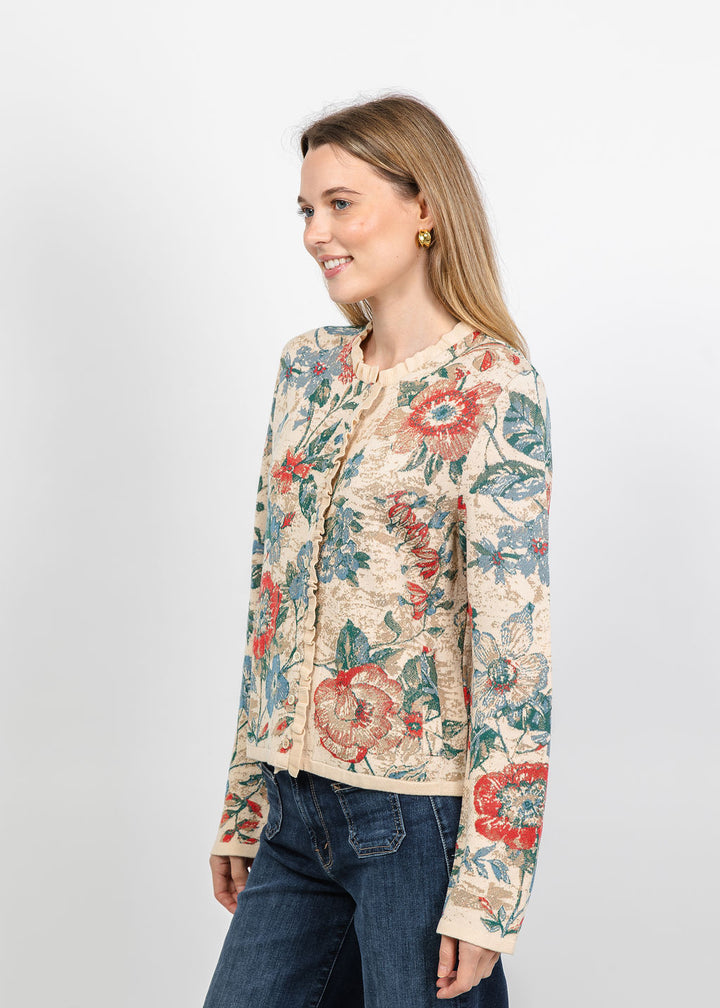 Aldomartins Cardigan Without Epaulets in Vanilla available at Barbara Katz
