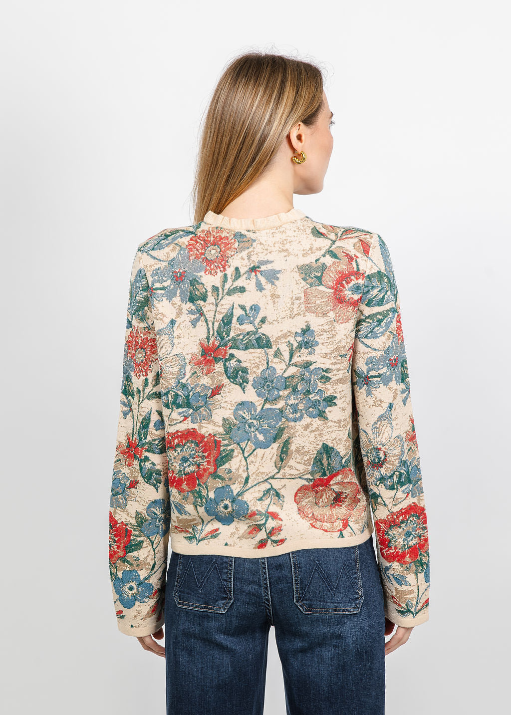 Aldomartins Cardigan Without Epaulets in Vanilla available at Barbara Katz