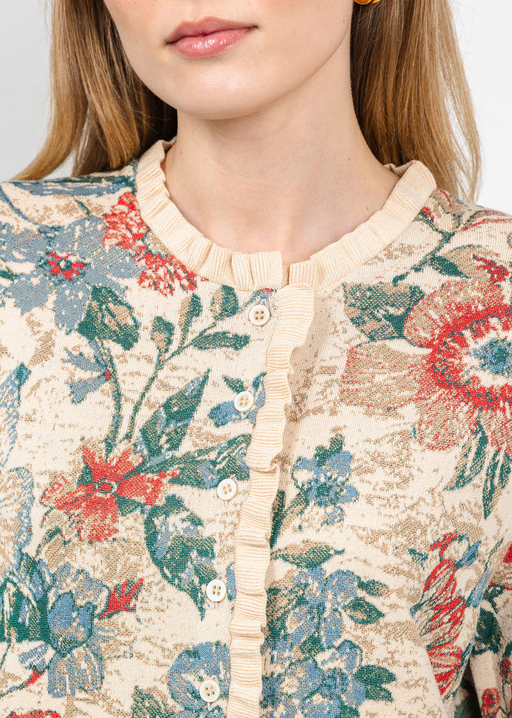 Aldomartins Cardigan Without Epaulets in Vanilla available at Barbara Katz
