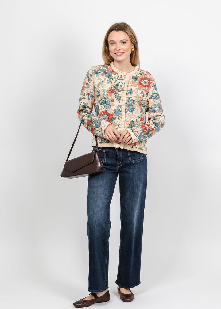 Aldomartins Cardigan Without Epaulets in Vanilla available at Barbara Katz
