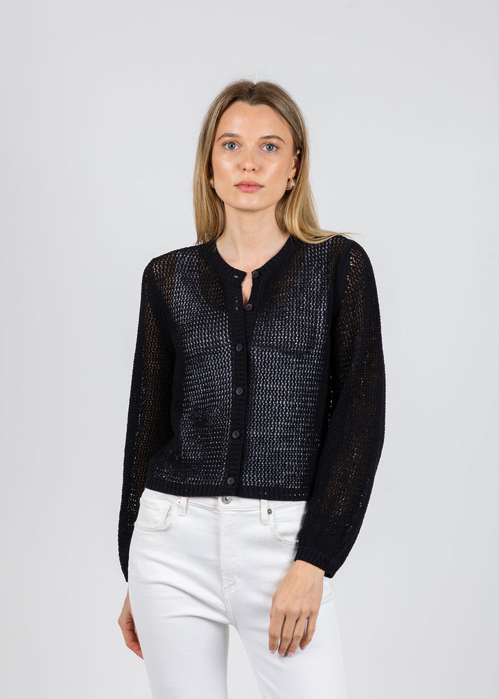 Aldomartins Carmella Mesh Cardigan in Black available at Barbara Katz