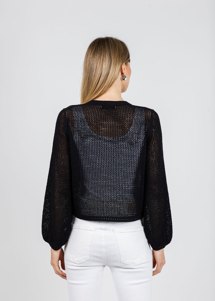 Aldomartins Carmella Mesh Cardigan in Black available at Barbara Katz