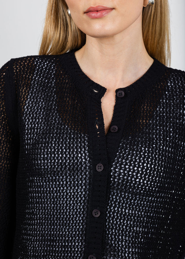 Aldomartins Carmella Mesh Cardigan in Black available at Barbara Katz