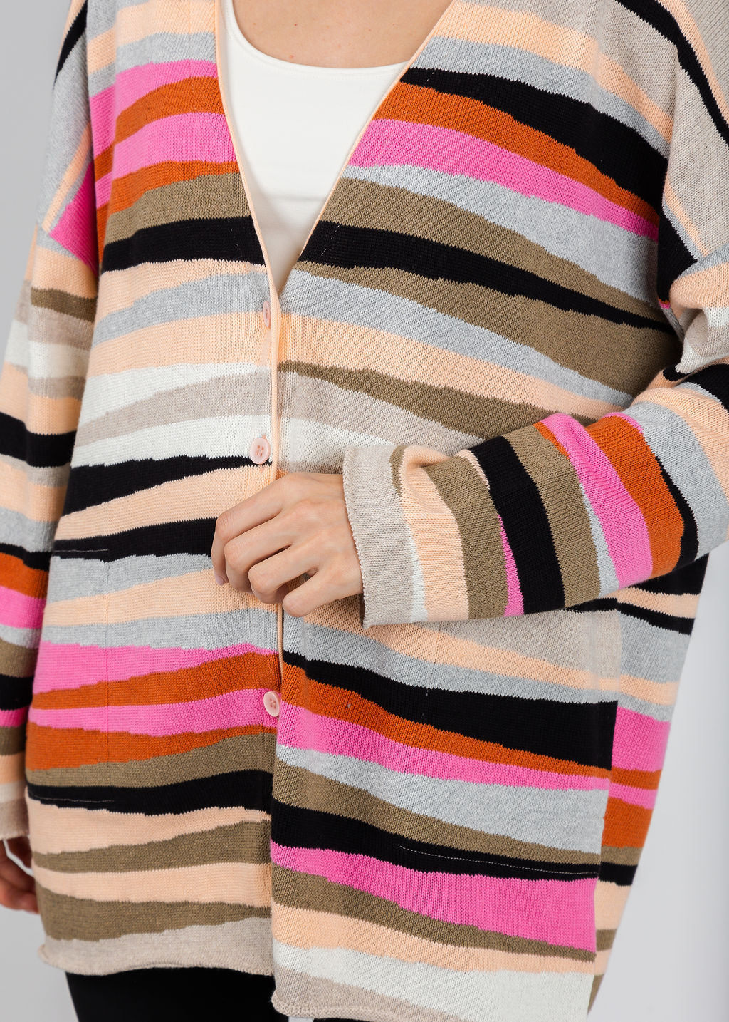 Aldomartins Cheryl Long Cardigan in Light Grey available at Barbara Katz