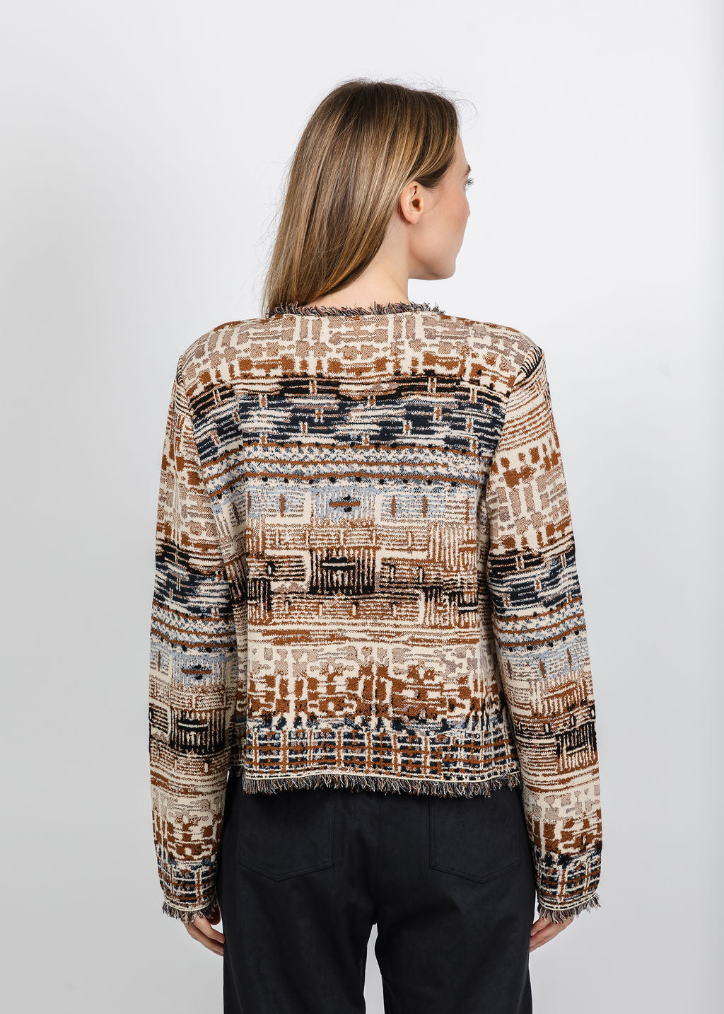Aldomartins Fringe Button-Front Cardigan in Vanilla available at Barbara Katz