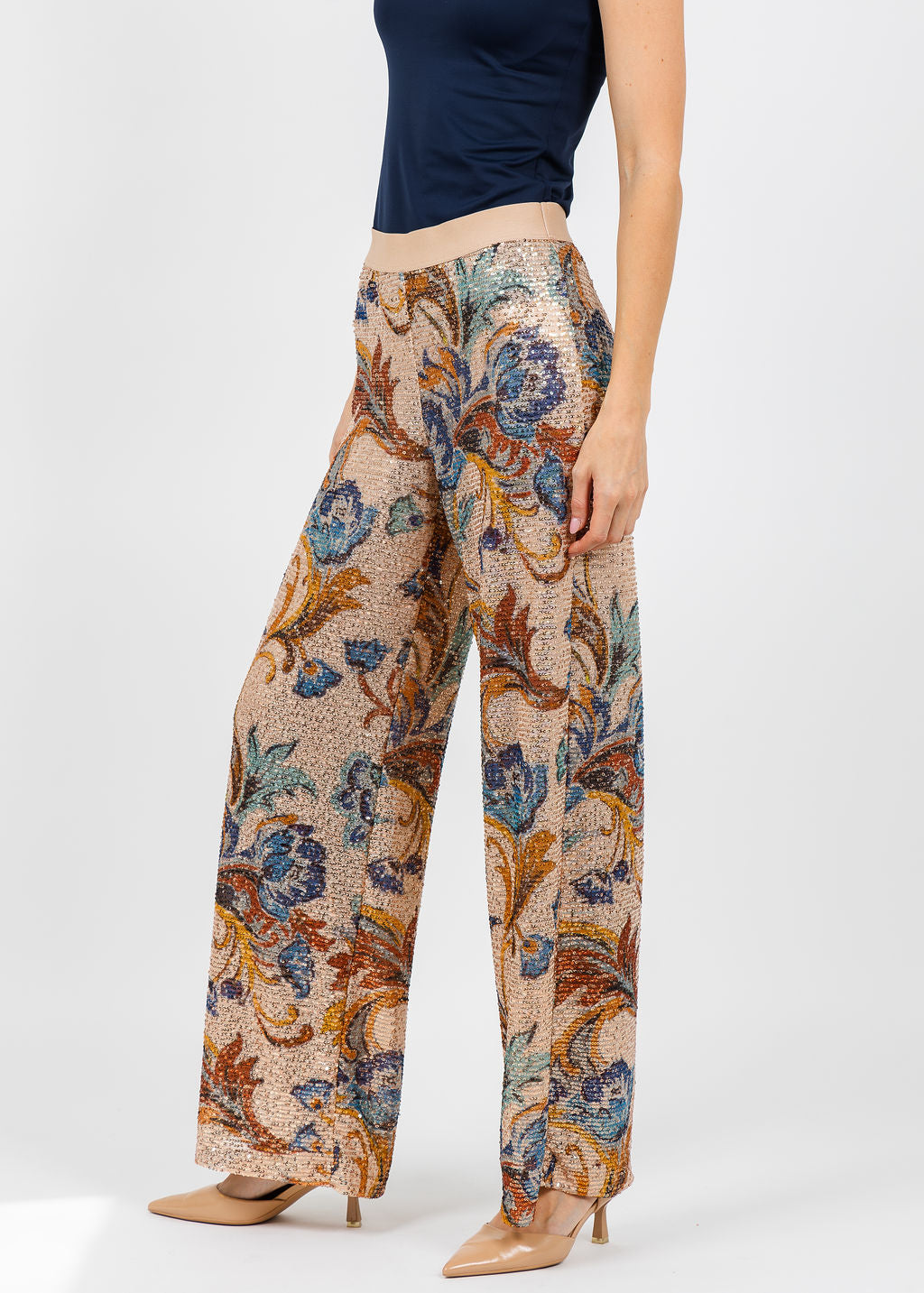 Aldomartins Kate Sequin Pants in Beige available at Barbara Katz