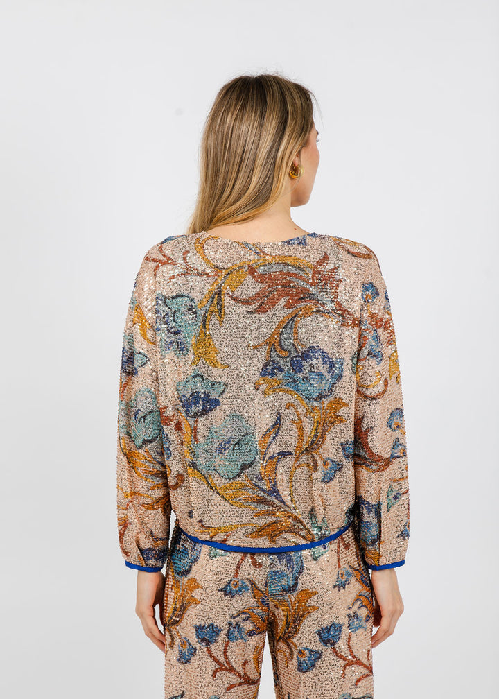 Aldomartins Kate Sequin Zip-Up Jacket in Beige available at Barbara Katz