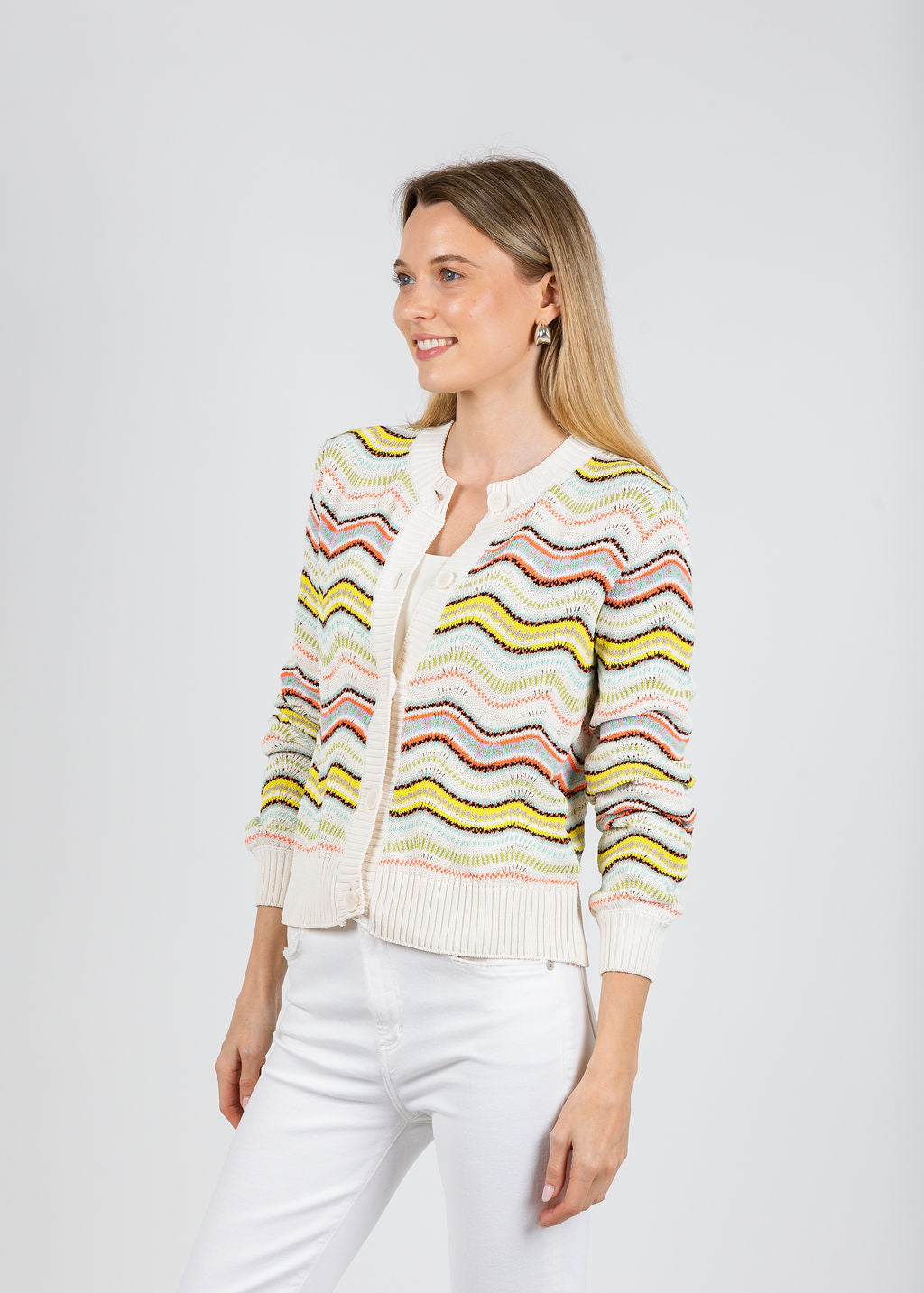 Aldomartins Kilie Waves Cardigan in Ivory available at Barbara Katz