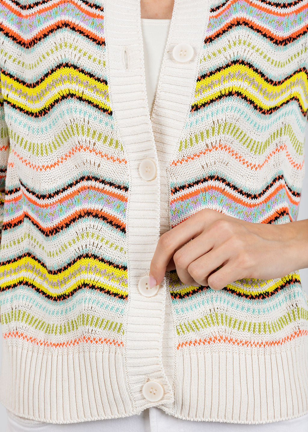 Aldomartins Kilie Waves Cardigan in Ivory available at Barbara Katz
