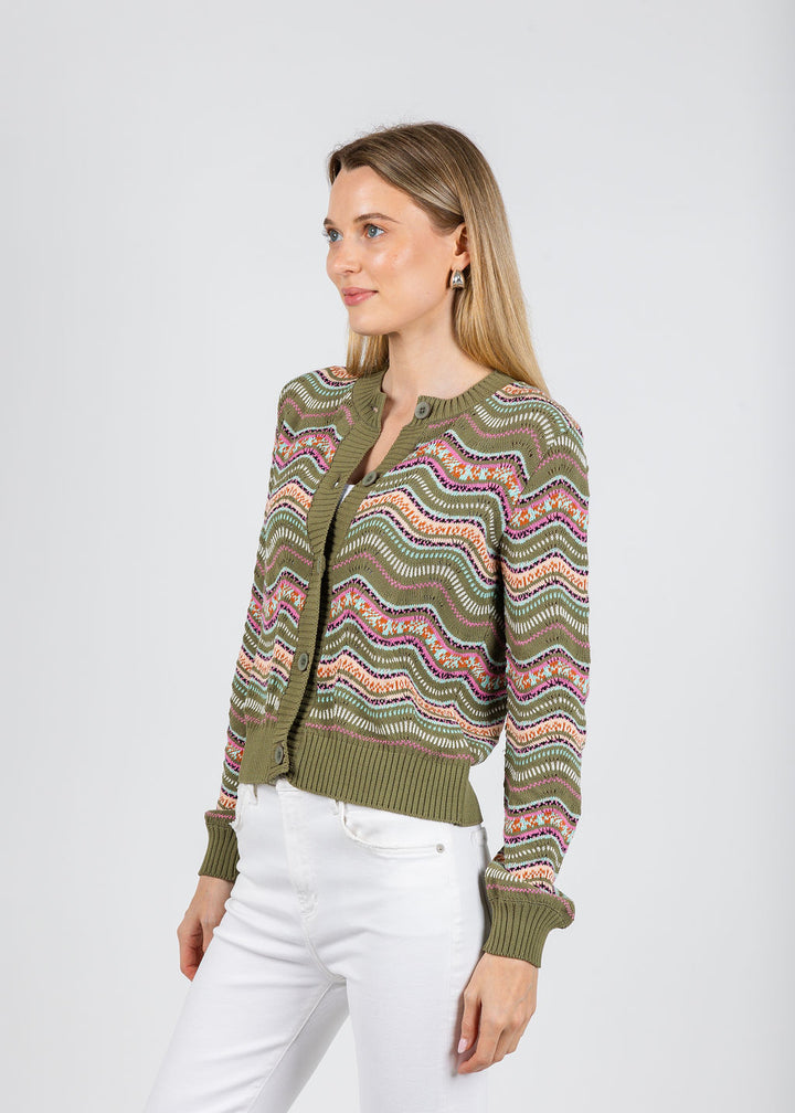 Aldomartins Kilie Waves Cardigan in Khaki available at Barbara Katz
