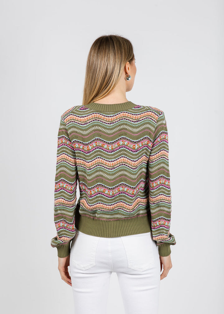 Aldomartins Kilie Waves Cardigan in Khaki available at Barbara Katz