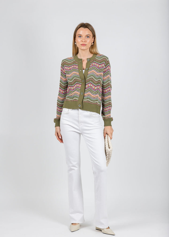 Aldomartins Kilie Waves Cardigan in Khaki available at Barbara Katz