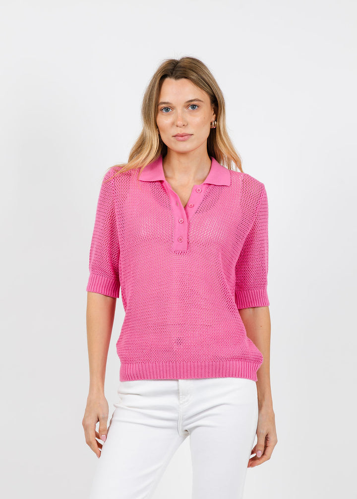 Aldomartins Naisha Mesh Polo in Pink available at Barbara Kaz
