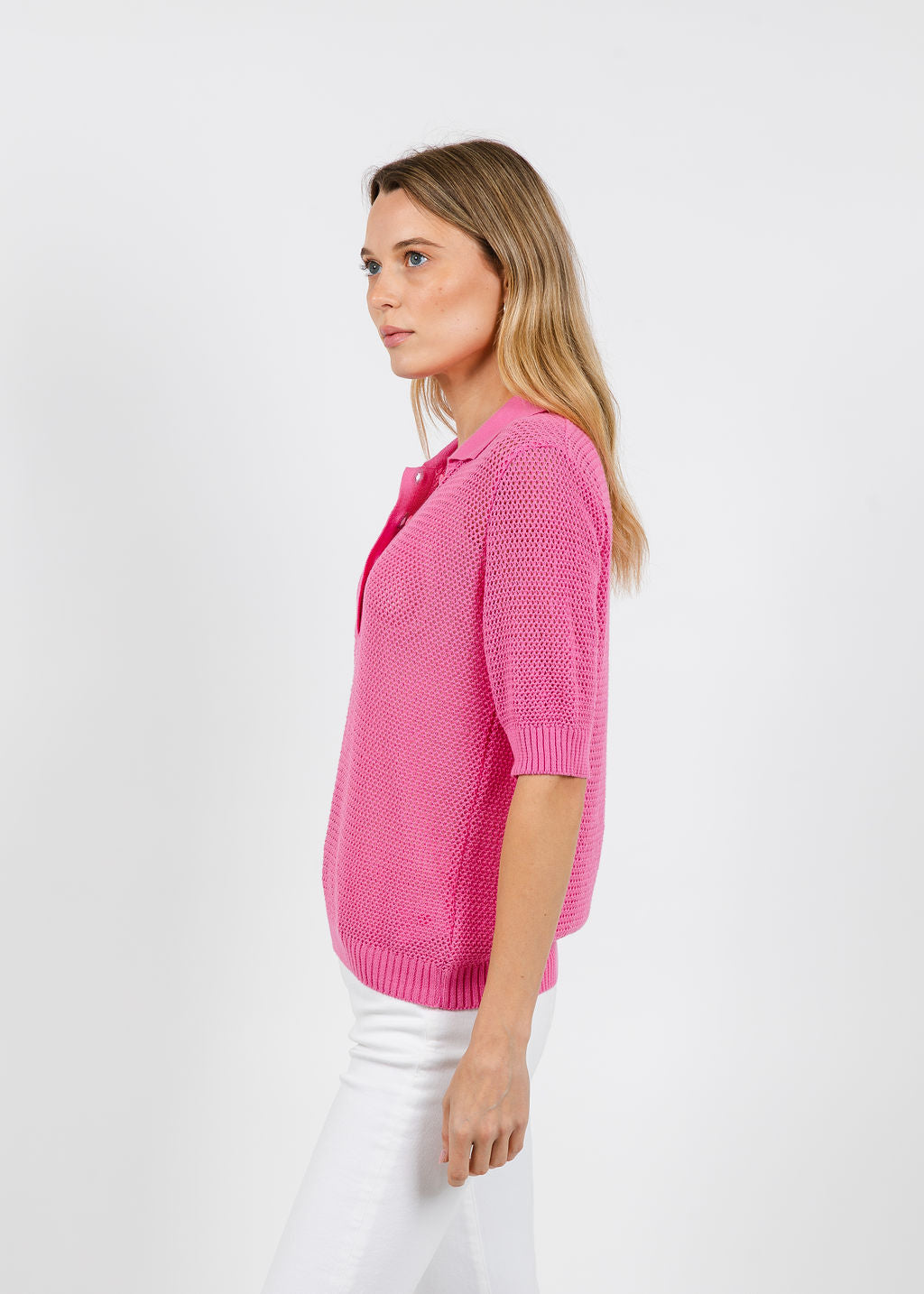 Aldomartins Naisha Mesh Polo in Pink available at Barbara Kaz