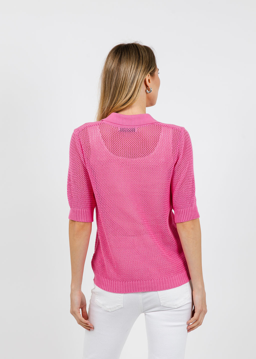 Aldomartins Naisha Mesh Polo in Pink available at Barbara Kaz