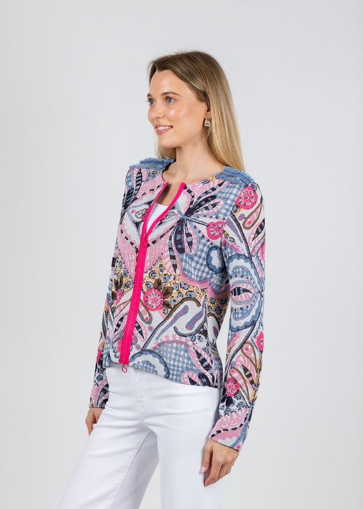 Aldomartins Sienna Zip-Up Jacket in Blue available at Barbara Katz