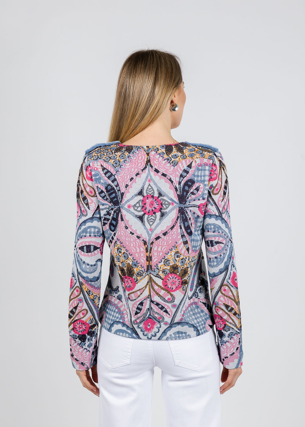 Aldomartins Sienna Zip-Up Jacket in Blue available at Barbara Katz