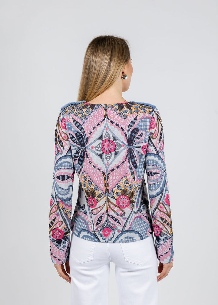 Aldomartins Sienna Zip-Up Jacket in Blue available at Barbara Katz